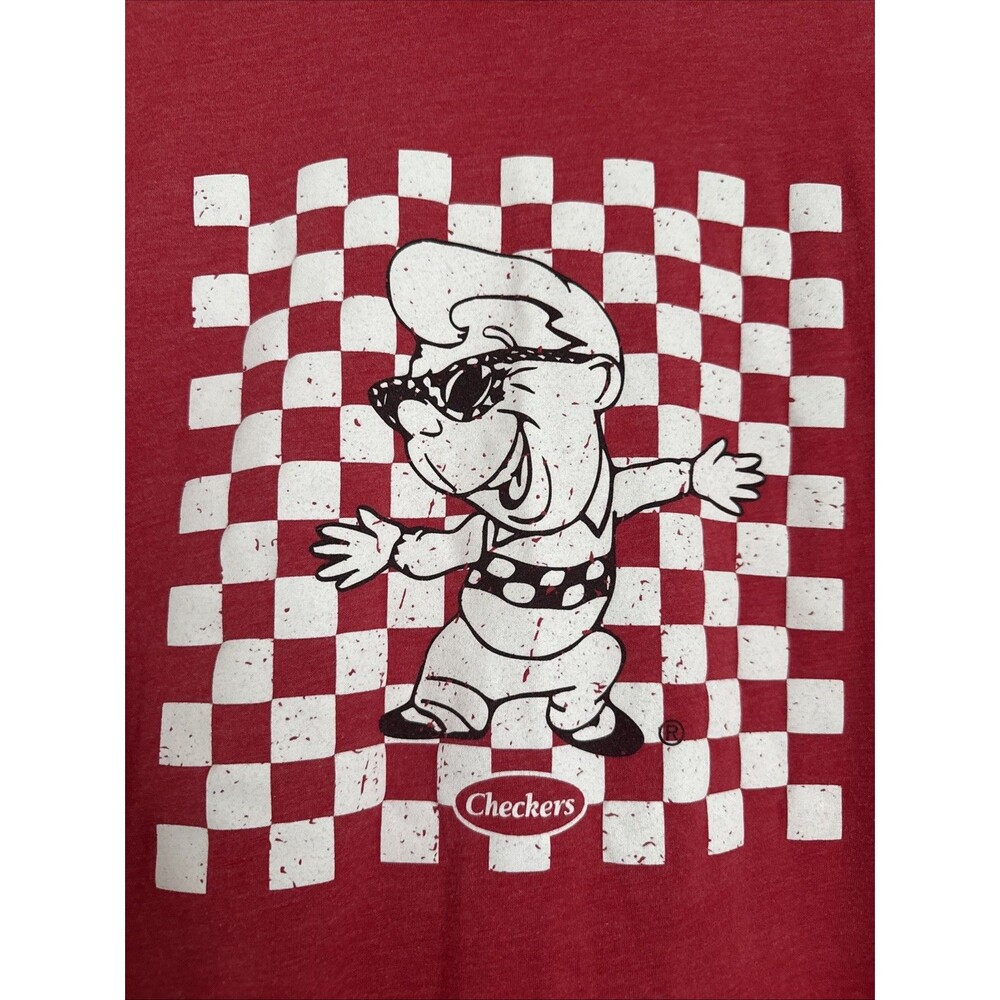 Checkers Fast Food Restuarant Employee Red T-Shirt LARGE